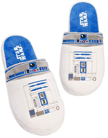 Star Wars Slippers for Men | Yoda Jedi OR R2D2 Options Characters Adults House Shoes | Movie Merchandise Gifts for Him | Memory Foam Slip On Loafers