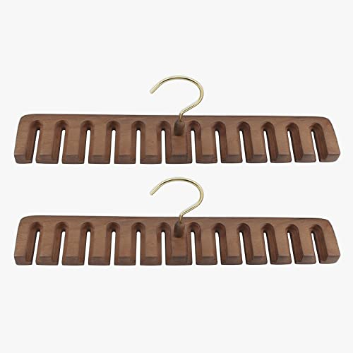 Multifunktionaler platzsparender Holzgürtel-Aufhänger Organizer-Halter für Schrank Kleiderschrank Holz Gürtel Krawatte Schal Aufbewahrung Kleiderbügel Rack für Männer und Frauen Antik 2 Stück