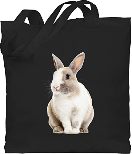 Shirtracer Baumwolltasche - Ostergeschenk - Hasenmotiv Ostern Hase Motiv Hasen I Oster Hase I Osterhase - Unisize - Schwarz - jutebeutel osterhasentasche ostermotiv hasi erwachsene osterngeschenke