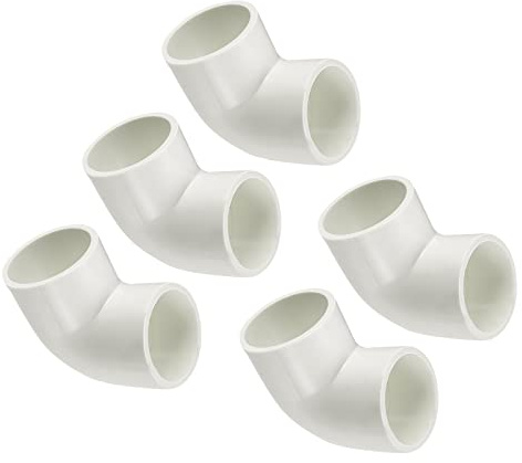 QUARKZMAN PVC Conector Codo de 90 Grados 32mm ID 5pcs | para Tubería de Agua, DWV Conector de Tubería de Acoplamiento, Kit de Accesorios de Plomería PVC, Blanco