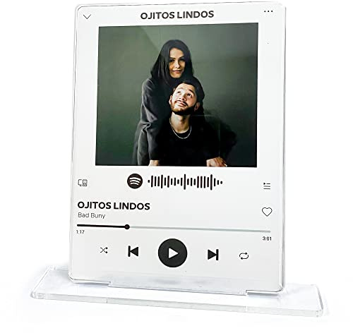Placa decorativa spotify personalizada - placa de metacrilato con foto y cancion favorita de spotify 15x20cm, Nombres Decorativos Personalizados REGALO DIA DE LOS ENAMORADOS - SAN VALENTIN