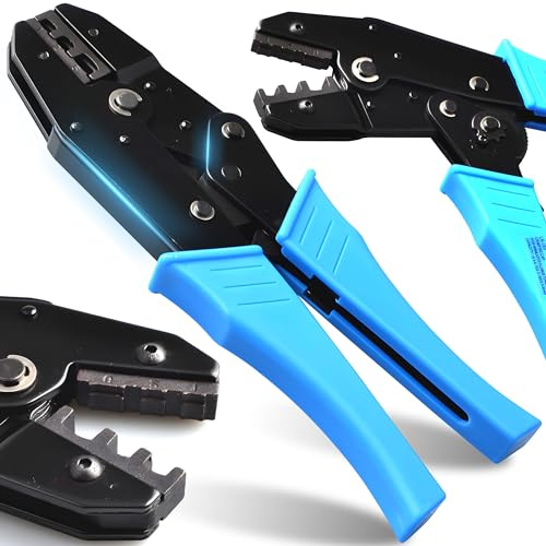 Retoo Crimpzange für Kabelschuhe, 0,5–6 mm², Trapezklemme, Blau | Automatische Rückkehr, ergonomischer Griff, mechanischer Antrieb, Stahl und Kunststoff, für Werkstatt und Hausinstallation