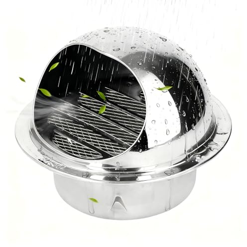 Rejilla de Ventilación Redonda de Acero Inoxidable 100mm – Cubierta con Malla Fina para Salida de Aire de Pared, Extractor Exterior a Prueba de Intemperie