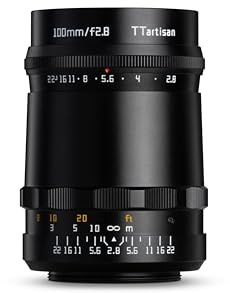 TTArtisan 100 mm F2.8 (Bubble Bokeh) Metallgehäuse, kompatibel mit Leica M-Halterung, Schwarz