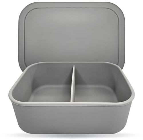 dility Lunch Box 1300ml, Silicone Leakproof Bento Box for Kids and Adults, Food Container with 2 Compartments, BPA Free, Microwave and Dishwasher Safe Meal Prep Container