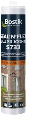 BOSTIK S733 Seal´n´Flex Construcción silicona antracita – Silicona universal neutra, resistente al moho, elasticidad permanente, resistente a la pintura, para interior y exterior, 300 ml