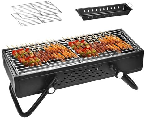 Sghtil Barbecue a carbonella, barbecue a carbonella, forno senza fumo, grande barbecue a carbonella, barbecue in acciaio inox, con grande superficie per tailgating, campeggio, cucina all'aperto