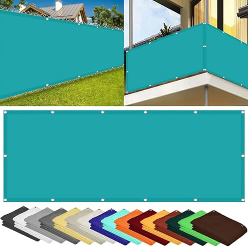 Brise Vue Balcon Exterieur 50 x 120 cm Revêtement et Pare Vue de Balcon Écran Occultant Opaque avec Attaches de Câble, Facile a Poser pour Patio Extérieur Clôtures, Bleu Ciel