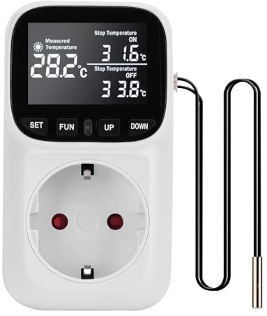 Diymore Presa Termostato Digitale,Regolatore di Temperatura Presa 230V con Sensore,Interruttore di Temperatura per Acquario Frigorifero Riscaldamento Raffreddamento