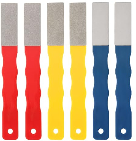 sourcing map 6pcs Diamond Sharpening Stone Set 220/400/600 Grit Color Coded Mini Knife Sharpening Stone with Honeycomb Surface Plate for Knives Scissors Kitchen Tools