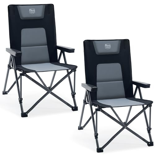 TIMBER RIDGE Campingstol, vikbar 260 kg, lastbar 4 positioner, justerbar fällstol, vadderad högt ryggstöd med bärväska campingstol, trädgårdsstol för trädgård, balkong, husbil, picknick