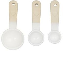 Mason Cash Rustic Charm Measuring Spoon Set 4-Piece Stoneware Set with Elegant Heart Motif Includes 1 Tbsp, 1 TSP, ½ TSP, ¼ TSP, Cream, Beigh