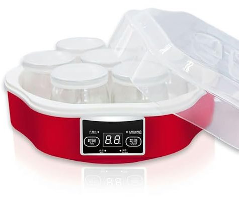 Yogurtera Automática, Yogurtera Digital Con 7 Vasos De Vidrio, Diseño De Capacidad 1,4 Litros Y Control Inteligente, Temperatura Y Tiempo Ajustables Y Fácil De Limpiar, Para Yogur, Vino De Arroz