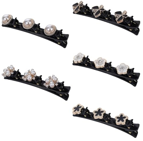 Kolibri geflochtene Haarspange mit 3 Clips - 5 Stück Doppelschicht für Frauen und Mädchen - Täglich, Party, Hochzeit