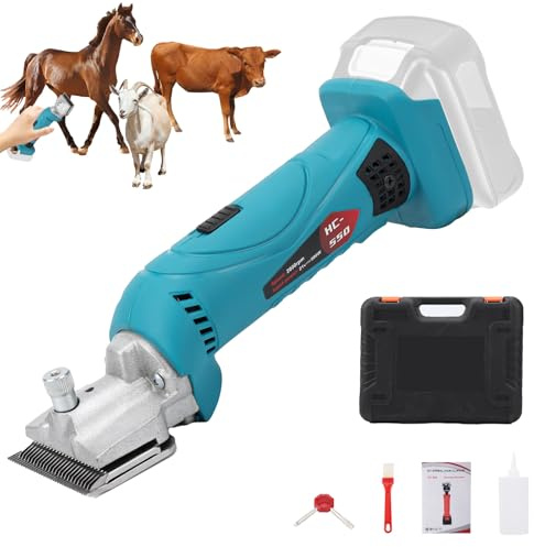 Roadtime Cordless Horse Clippers Compatible with Makita 18V Battery(no Battery),Low Noise Heavy Duty Clippers,Stainless Steel Cut Blade for Thick Hair,Professional Grooming Kit for Cows and Goats