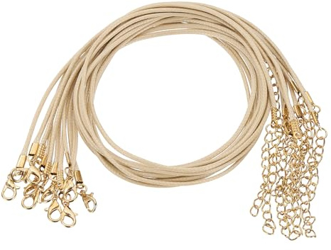 sourcing map 20pcs Waxed Necklace Cord Bulk, 18 Inches and 2mm Dia Necklace String Rope with Clasp for Pendants, Bracelets, Necklaces, Jewelry Making Beading Supplies,Dark Beige