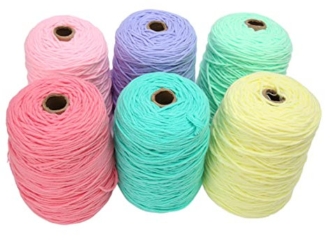 Chunky Cotton Yarn Set 6 Rolls of 437 Yards Each Bulky Cotton Wool Yarn for Dishcloths and Weaving