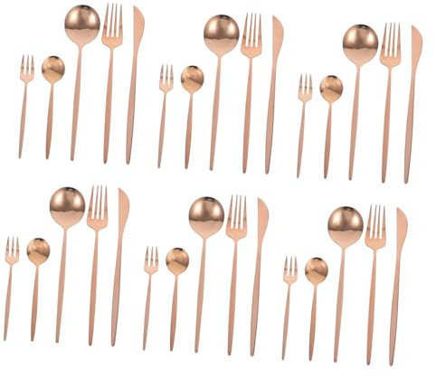 Cabilock 30pièces Service De Table Acier Inoxydable Fourchettes Cuillères Couteaux Argenterie Couverts or Rose Ustensiles De Service