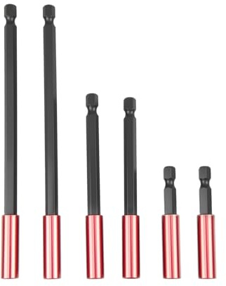 Lotnery 6PCS Magnetic Drill Bit Holder Extension Set, 60/100/150mm Hex Shank S2 Steel Quick Change Magnetic Bit Holder, for Electric Screwdriver & DIY Tools