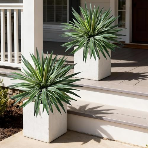 Pianta di agave artificiale, per interni ed esterni, piante di agave finta, realistica al tatto, per casa, soggiorno, ufficio, bagno, giardino, portico anteriore, patio, decorazione (53,3 cm, 2 pezzi