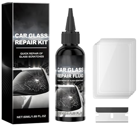Mnozreo Kit De Réparation De Pare-Brise Fissuré pour Eclats Et Fissures,50ML,1PC,Brise pour Réparer Les égratignures,Les Fissures,Les étoiles