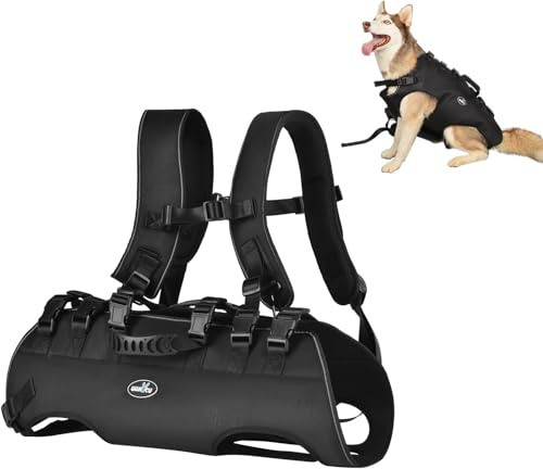 Wakytu Hundehebegeschirr für Große Hunde Notfallrucksack Hundetragetasche für Behindert Gelenkverletzungen Ältere Hunde Treppen rauf und runter Autos Hundetragetuch 30-40KG