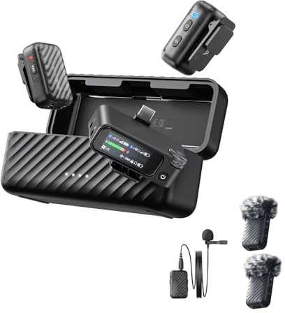 Jectse Wireless Lavalier Microphone with AI Noise Reduction, 32 Bit Float Internal Recording, 2TX 4RX Pairin, G8GB Storage, USB C Output, for Lectures Live Streams Interviews (BOYAMIC 2-01)