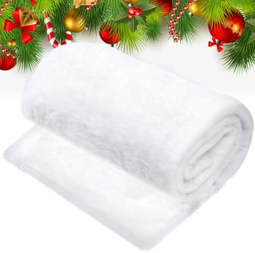 WEFHEF Manta de Nieve, Alfombra de Nieve Artificial de Algodón, Nieve Artificial Decoracion Navidad, Manta de Nieve Navideña, Alfombra Blanca Nieve para Decoración de Navidad (0.8m*3m)