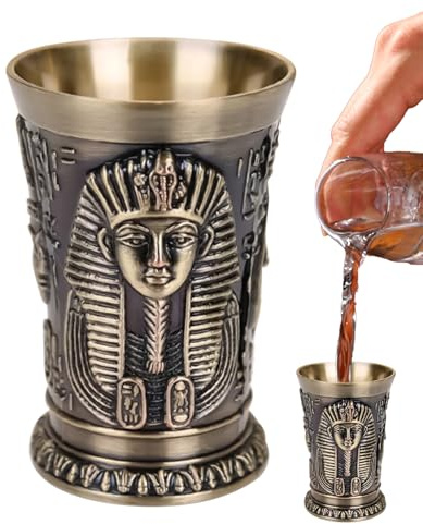 Petits verres à liqueur | En de zinc 30 ml Verres à boire vintage égyptiens | Verres à liqueur originaux | Pour hommes femmes Halloween Whisky Noël Famille Amis Fête Maison Vacances Sorcières