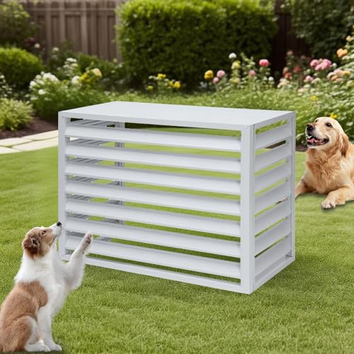 Cubierta de aluminio para aire acondicionado, resistente a la intemperie, protección para bombas de calor, reducción de ruido y elegante (blanco, 100 x 50 x 70 cm)