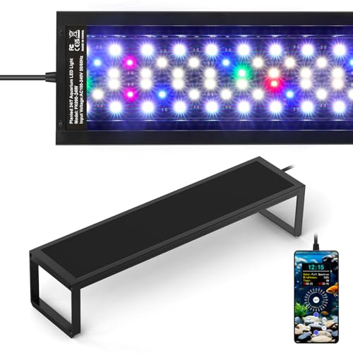 fishkeeper 6-Rows WRGB Aquarium Beleuchtung, Aquarium Lampe LCD-Steuerung | 24/7 Aquarium Licht, Programmierbar DIY Modu mit Timer (1-Min) & 1%-Dimmung & 9 Farben & 1-Tasten-Sync & Speicherfunktion