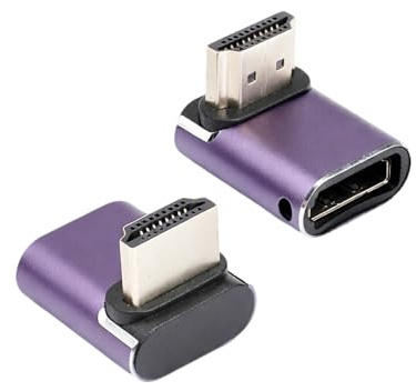 SEASJHBAY Pack de 2 Adaptadores HDMI 8K 2.1 en Ángulo 90° Macho a Hembra, 48Gbps, Orientación Arriba y Abajo, Adaptador HDMI 90 Grados para TV, Consola, Monitor y Proyector, Compatible 4K@120Hz
