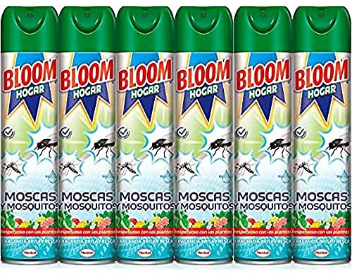 Bloom Hogar Aerosol contra moscas y mosquitos, 600ml, Pack de 6, Verde