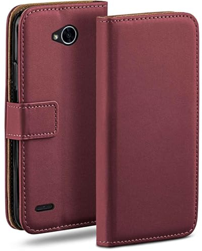 moex Book Case für LG X Power 2 Handyhülle mit Kartenfach, Hülle klappbar 360 Grad Schutzhülle, Klapphülle Flip Case Cover, PU Leder Handytasche Lederhülle, Weinrot