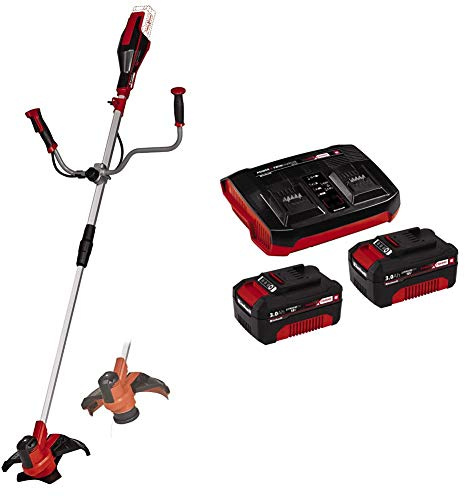 Einhell 3411310 Decespugliatore a Batteria, Black/Red + 2X 3,0Ah & Twincharger PXC Starter Kit