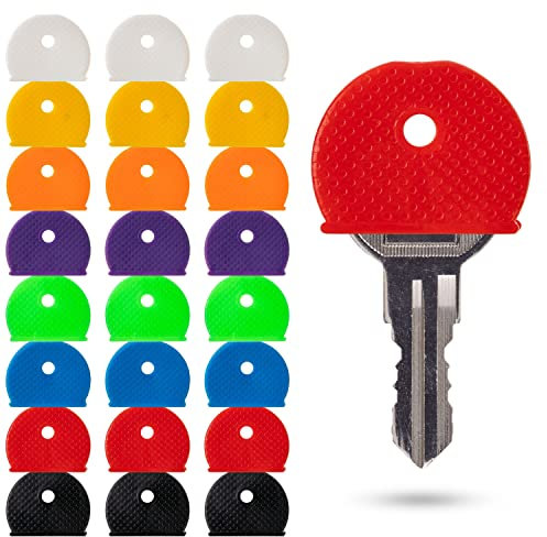 Llaveros de identificación para cabezas de llaves, 24 piezas, 8 colores, para cabezas de llaves redondas y cuadradas con un ancho de 2 a 2,5 cm, tapas de llaves para fijar