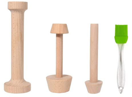 BRYHZKCM Wooden Tart Tamper Set Double Side Pastry Dough Tamper Egg Tarts Tamper Pastry Tools DIY Cake Pastry Tools for Making Egg Tart, Cheesecakes and Desserts, Set of 4