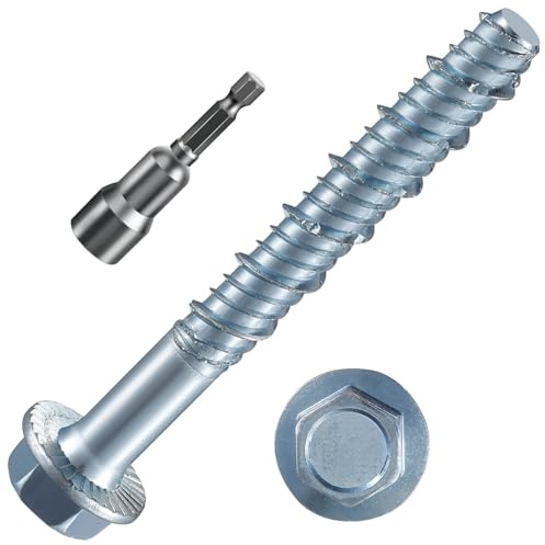 Wensilon 5/16 x 4 Zinc Plated Large Diameter Concrete Screw Actual Thickness 3/8(10mm) for Anchoring to Masonry, Brick or Block (10 pcs)