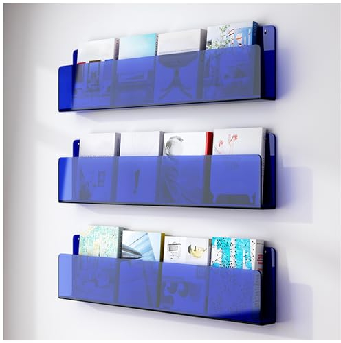Zeitungsständer Blau Zeitschriftenhalter Aus Acryl Wandhalterung, 3 Stück Übersichtliches Bücherregal Für Kinderzimmer, Kleiner Raum, Dokumenten-Regal Zeitungs-Organisator ( Color : Blue , Size : 120c