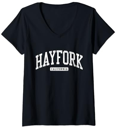 Hayfork California CA JS03 College University Style V-Neck T-Shirt