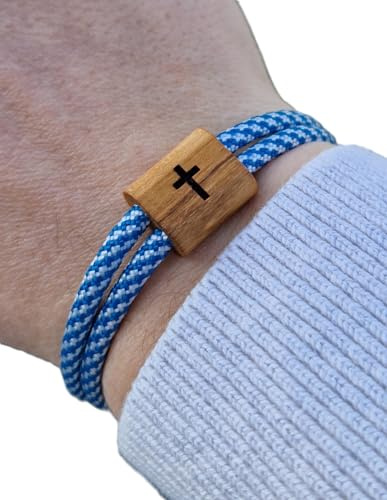 Gravur Holz Armband, Kommunion, Konfirmation, Firmung, Surfer Armband, personalisiertes Armband, Holz, Kreuz, Armband graviert