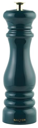 Salter BW13676GREU7 Chester Molinillo de pimienta - Molinillo de especias verde clásico, molienda de cerámica, aspereza ajustable, fino a grueso, saleros manuales, tapa adicional incluida, verde