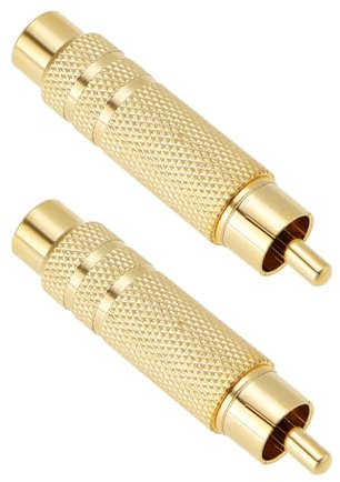 OTOTEC 2 st RCA till 6,35 mm adapter RCA hankontakt till 1/4 tum TS hona ljudomvandlare för mikrofon förstärkare högtalare 50 mm (guldpläterad)