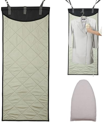 Tabla de planchar para colocar sobre la puerta, tapete de planchar vertical y horizontal de 45 x 19 pulgadas, almohadilla para vaporizador de ropa resistente al calor con guante para vaporizador, tabl