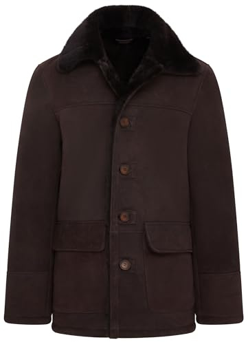 Infinity Leather Klassische braune Manteljacke für Herren aus echtem Schaffell-Lammfell-Wildleder