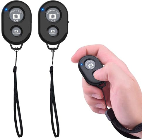 Lot de 2 télécommandes Bluetooth sans fil pour appareil photo, déclencheur à distance pour smartphones, contrôle Bluetooth, selfie clicker compatible avec tous les appareils iOS et Android, avec 2