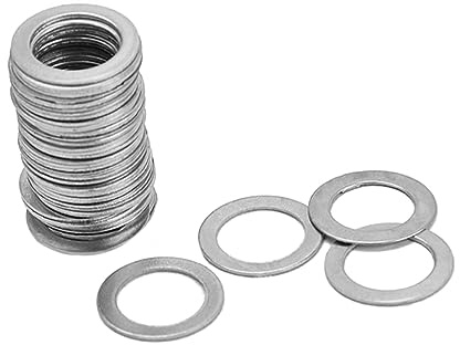 FUNOMOCYA 50 Rondelles Plates en Acier Inoxydable Argenté, Diamètre Intérieur 9mm, Lot de 50 Pièces, Accessoires pour Prise Jack Guitare Électrique et Basse
