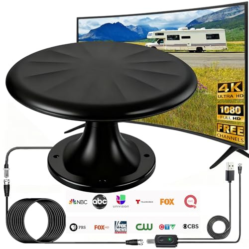 CSUXYD RV TV Antenna Roof Mounted for Camper,Omni Directional Receive，Black