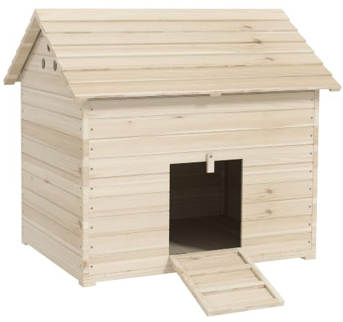 PawHut Abri pour Canards avec Toit Ouvrant 100 x 82,5 x 91 cm Naturel | Ventilation, Porte-Rampe, Maison pour Oies, Poulailler Robuste pour 2-4 Animaux, Nettoyage Simplifié, en Bois