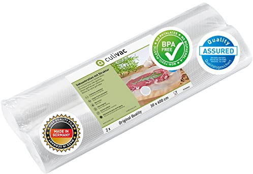 culivac 2 Folienrollen 30x600cm Vakuumrollen Original für Vakuumierer Vakuumiergerät Folienschweißgerät BPA-frei Vakuumierfolie Rolle Vakuumierbeutel Vakuumierrollen Folienbeutel Vakuumbeutel Rolls